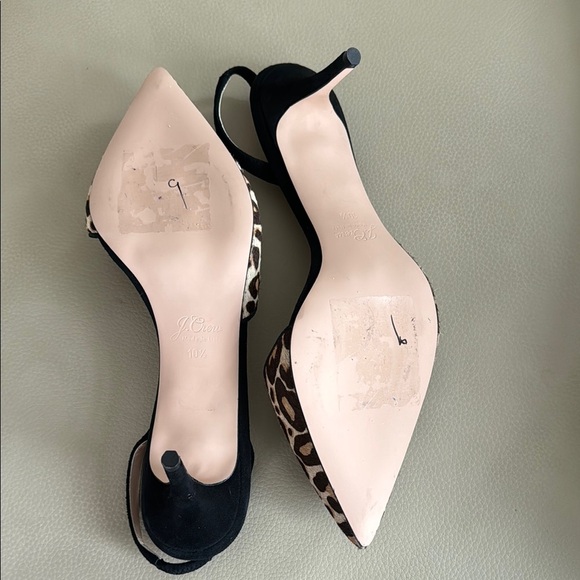 🐆 J. CREW Calf Hair Colette Asymmetrical Slingback Pumps In Leopard Size 10 1/2 - Picture 5 of 8